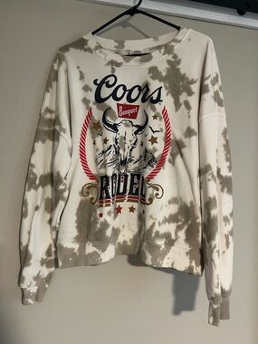 Hybrid Apparel Coors Banquet Tie-Dye Crewneck Sweatshirt - Cream & Taupe